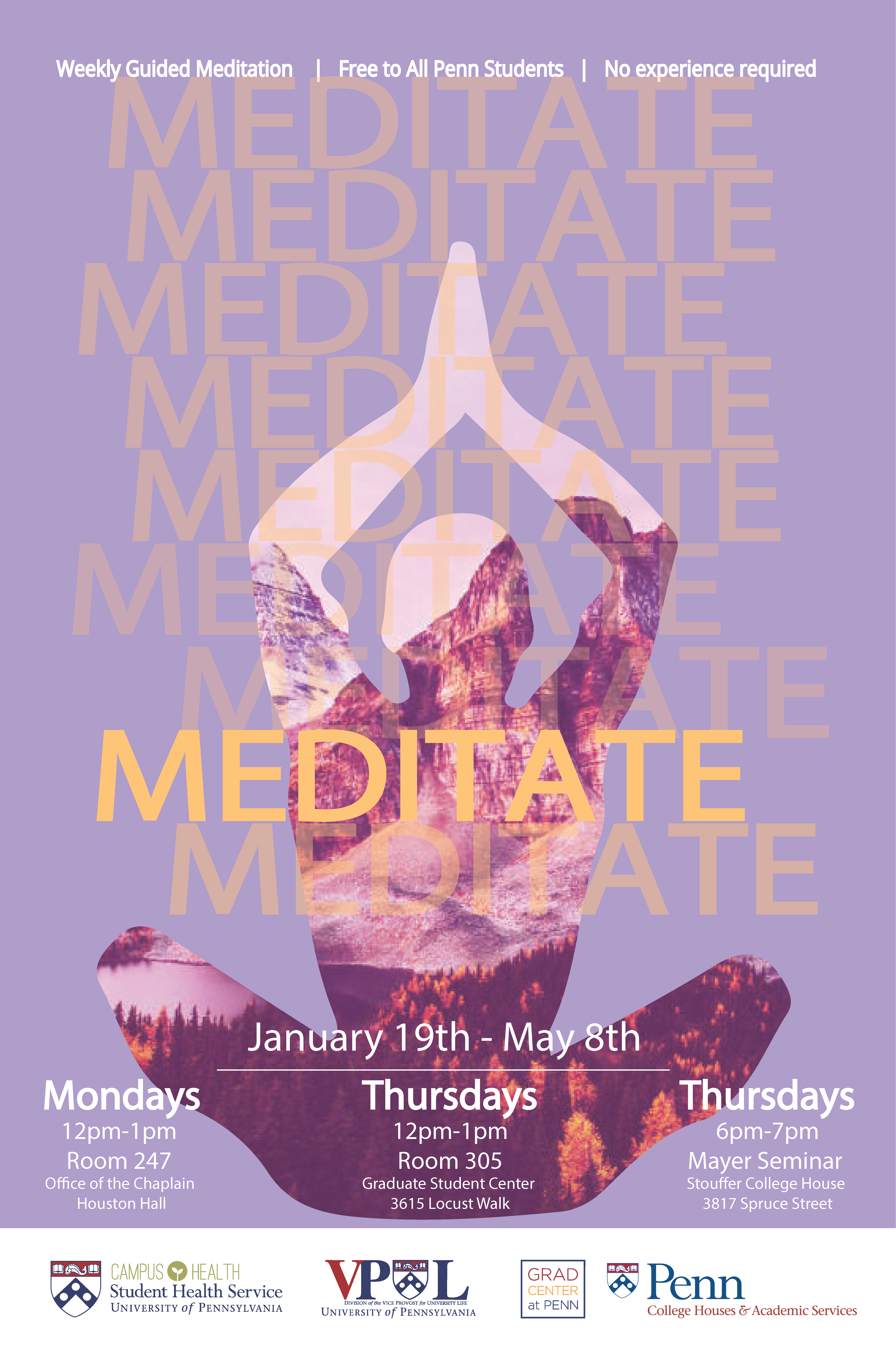 Meditation poster from Campus Health