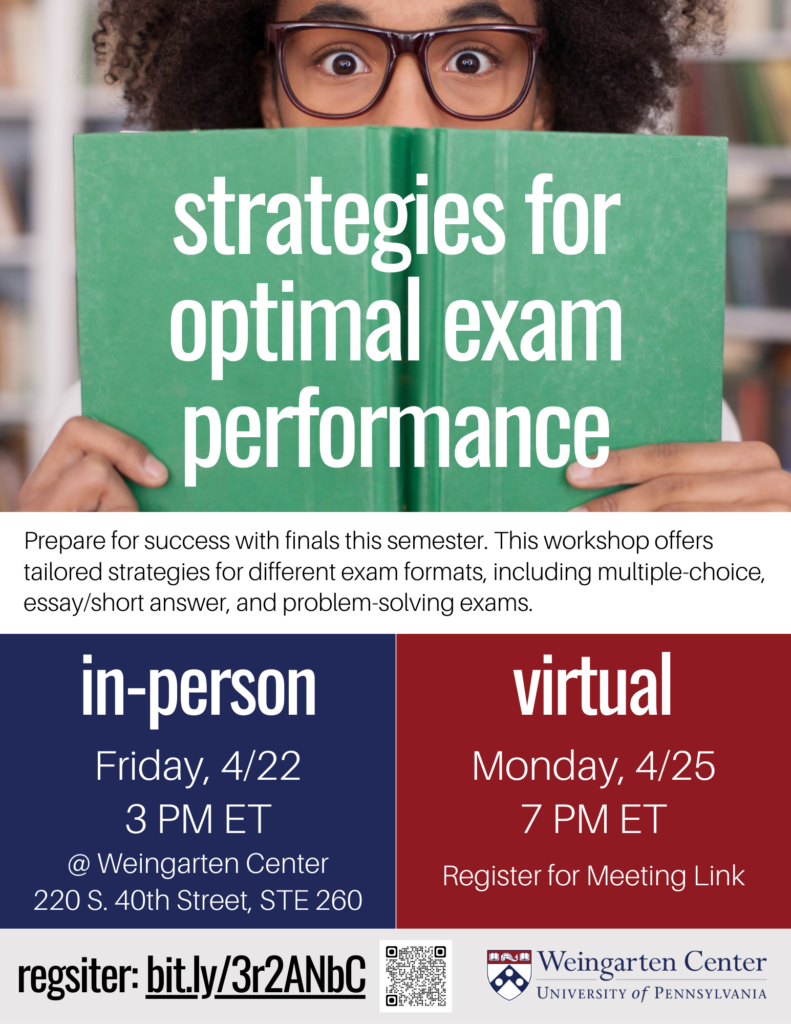 Flyer for Strategies for Optimal Exam Performance
